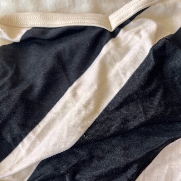 Rare Vintage Black + White Diagonally Striped Strapless One Piece S - Picture 13 of 13